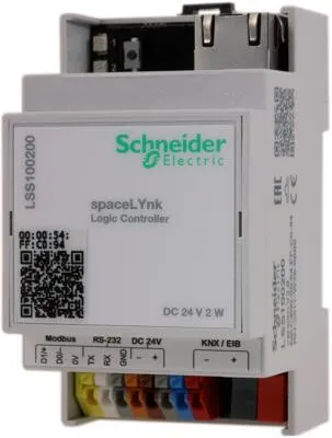 Schneider Electric SpaceLYnk Logiksteuerung LSS100200 - Sonstiges Elektromaterial mit einfacher Gebäudeautomationslösung für gewerbliche Nutzung, ideal für KNX und DALI-Steuerung, unterstützt bis zu 50 Benutzer und bietet WEB SCADA Visualisierung.