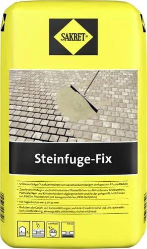 Sakret Steinfuge Fix grau 20 kg - Dichtmaterialien - Hochwertiges Fugenmaterial in Grau, ideal für die einfache und schnelle Verfugung von Pflastersteinen und Fliesen.