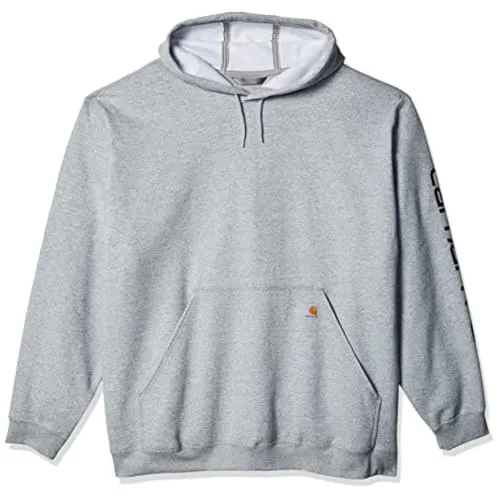 Carhartt Midweight Sleeve Logo Hoodie - grau, Größe XS für Männer - Herren-Sweatshirts, original fit mit mittlerem Fleece und verstellbarer Kapuze für optimalen Tragekomfort.