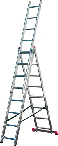 KRAUSE Vielzweckleiter CORDA 3x8 Sprossen – 450 cm - Leiter aus Aluminium, ideal für vielseitige Einsätze mit einer maximalen Belastbarkeit von 150 kg und einer Arbeitshöhe von 540 cm.