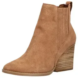 TOMS Stiefelette Leder/Textil, Damen Gr. 38, braun - Elegante Damenstiefelette mit hohem Tragekomfort, robustem Blockabsatz und seitlichen Stretcheinsätzen für einfachen Einstieg. Ideal für Alltag und besondere Anlässe.
