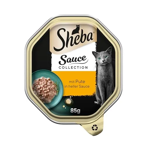 SHEBA Schale Nassfutter für Katzen mit Pute in heller Sauce 2 x 11 x 85g - Herzhaftes Katzennassfutter mit Pute in hochwertiger Sauce. Ideal für ausgewachsene Katzen, bietet eine ausgewogene Ernährung ohne künstliche Zusätze. Praktische, leicht zu öffnende Schalen für frischen Genuss.