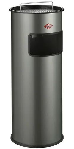 Wesco Standascher 50 mit Sieb, neusilber - Hochwertiger Aschenbecher aus pulverbeschichtetem Stahlblech mit 50 Litern Fassungsvermögen, inklusive Sieb und herausnehmbarem Aluminium-Aschereinsatz für eine saubere Umgebung.