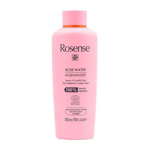 Rosense Rosenwasser 300 ml – 100% naturreines Gesichtswasser für strahlende Haut - Gesichtsreiniger mit feuchtigkeitsspendendem Rosenwasser, klärt die Haut und verengt Poren – ideal für empfindliche Haut und natürliche Schönheit