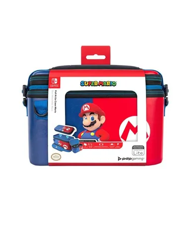 PDP Gaming Offiziell Lizenziert Switch Pull-N-Go Travel Case - Mario, semi-hardshell Schutz für Konsole und Zubehör, hält 14 Spiele und Controller, ideal für Reisen mit Nintendo Switch OLED und Lite