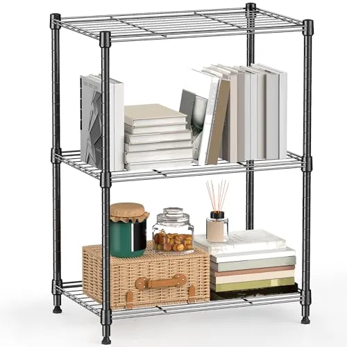 M MZG Stahl-Aufbewahrungsregal, 3-stöckiges Allzweckregal, Stahl-Organizer, Drahtregal für Zuhause, Küche, Büro 204,3 Kg Maximale Tragkraft Grau 30 x 45 x 67 cm