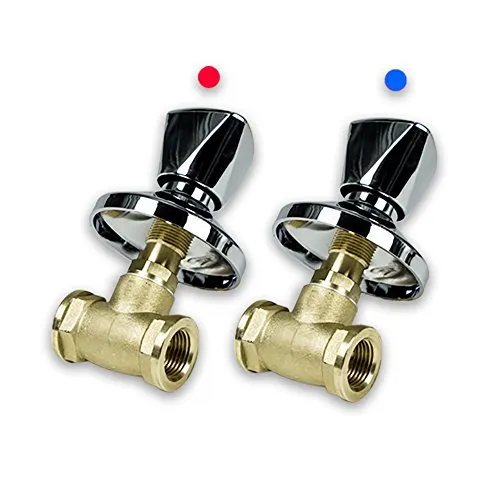 Unterputzventil-set mit Drehgriff 3/4'' (DN 20) in Farbe rot und blau