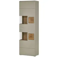 Vitrine INNOSTYLE "FUN PLUS II", blau (basalt) - Vitrine in Basalt mit 7 Fächern und Softclose-Funktion, FSC-zertifizierter Holzwerkstoff, inklusive LED-Beleuchtung - ideal für stilvolle Präsentation und platzsparende Aufbewahrung.