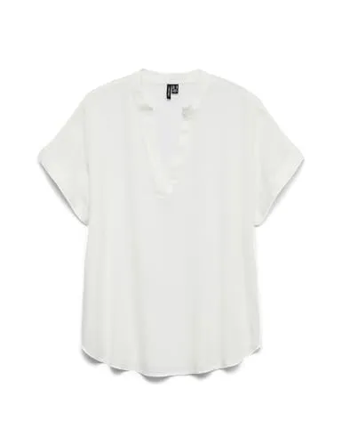 Vero Moda Kurzarmbluse Beauty - Elegante weiße Bluse in XL - Shirt in lockerer Passform aus 100% Viskose, kragenlos und ideal für einen lässigen Look oder besondere Anlässe.