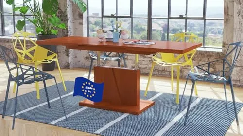 Mazzoni Grand Noir Ausziehbarer Couchtisch 120/180cm - Beistelltisch fürs Wohnzimmer mit praktischer Ausziehfunktion und stufenloser Höhenverstellung von 60 cm bis 76 cm – ideal für kleine Räume und vielseitigen Einsatz.