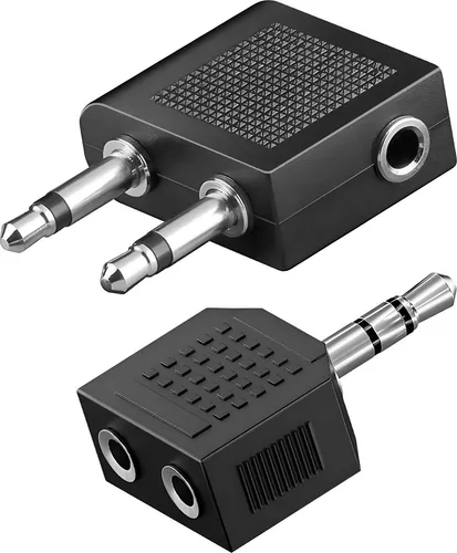 Akashi, Flugzeug-Audio-Kit Klinke 3.5mm und Verteiler, Schwarz