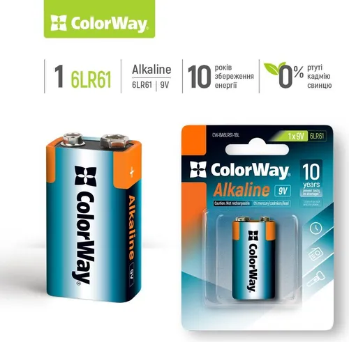 Batterien ColorWay Alkaline Power Alkaline 9V-6LR61 (1 Stück)