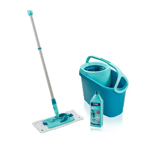 Leifheit Bodenwischer Clean Twist M Ergo, 52127 - Nass- & Trockenmopps für den Haushalt mit patentierter Schleudermechanik für bequemes Auswringen ohne Bücken. Ideal für alle Hartböden und inklusive 1L Kraftreiniger für starke Verschmutzungen.