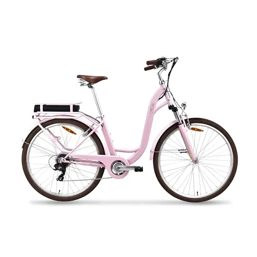 VECOCRAFT E-Bike Cityrad HEBE - 25 km/h Damen E-Bike mit Shimano 7-Gang - E-Bikes, komfortables Cityrad mit 360 Wh Akku für bis zu 80 km Reichweite und wartungsfreiem Heckmotor, ideal für Stadtfahrten.