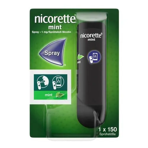 nicorette Mint Spray 1 mg Nikotin - Schnelle Hilfe beim Rauchstopp - Arzneimittel zur Raucherentwöhnung, lindert Rauchverlangen in nur 30 Sekunden mit erfrischendem Minzgeschmack und unterstützt beim Ausstieg aus der Nikotinabhängigkeit.