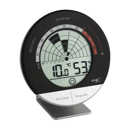 TFA Dostmann Hygrometer 30.5032 - Schimmelradar in Schwarz, präzise Feuchtigkeitsmessung für ein gesundes Raumklima
