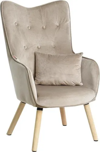 ESTEXO Fernsehsessel Lounge Relaxsessel Beige/Grau Samt - Bequemer Fernsehsessel mit losem Kissen und attraktiver Knopfsteppung; ideal zum Entspannen in stilvollem Design; perfekt für Wohnzimmer oder Leseecke.
