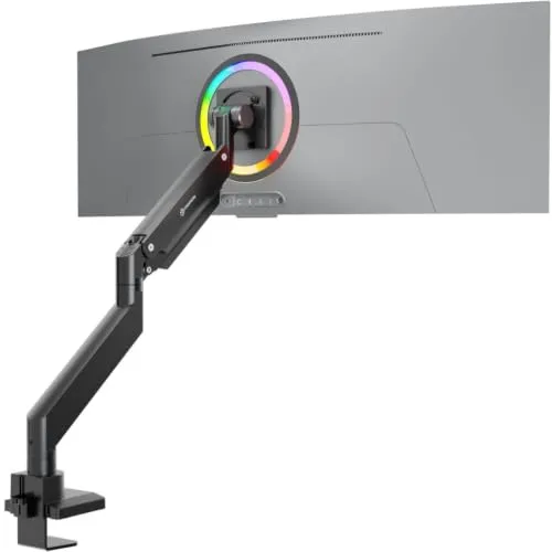 ONKRON G130-B Monitor Halterung Tisch für 17-57 Zoll - Arme für Computermonitore mit Gasdruckfeder für ergonomischen Komfort, schwenkbar und neigbar, geeignet für bis zu 27 kg schwere Bildschirme.