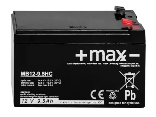 +maxx 12V 9,5Ah AGM Bleiakku - wartungsfrei und zyklenfest - Bleiakkus für vielseitige Anwendungen wie Freizeitfahrzeuge, Medizintechnik und USV-Anlagen. Wartungsfrei und mit langer Lebensdauer für zuverlässige Energieversorgung.