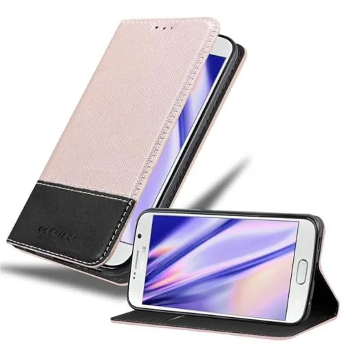 Cadorabo Hülle kompatibel mit Samsung Galaxy S6 aus Premium Kunst Leder Flip Klappbare Stoßfeste Magnetische [Standfunktion] [Kartenfächern] Cover Hülle für Galaxy S6 Tasche in Rosa