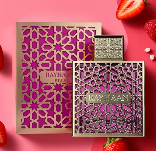 Rayhaan Kiss Eau De Parfum 100ml - Elegantes Eau de Parfum mit verführerischem Duft von Bergamotte, Vanille und Zitrusfrüchten. Ideal für besondere Anlässe und den täglichen Gebrauch.