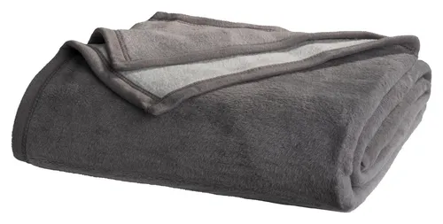 JOOP! Wohndecke IBENA DOUBLEFACE 150 x 200 cm - Bettdecken aus 60% Baumwolle und 40% Polyacryl, mit wendbarem Design in Anthrazit und Hellgrau, ideal für gemütliche Abende.
