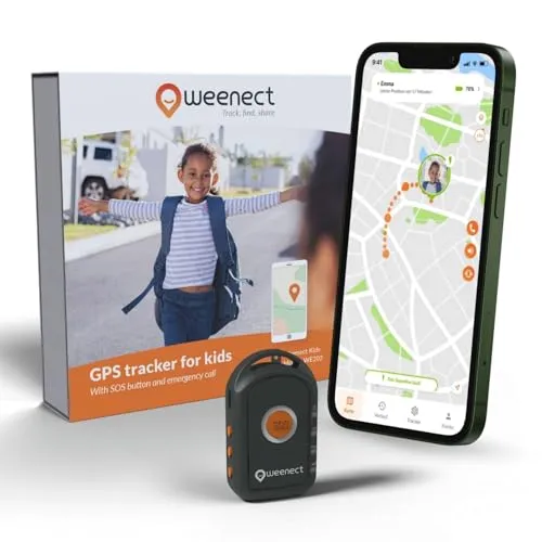 Weenect GPS-Tracker für Kinder - Unbegrenzte Ortung & SOS-Funktion - GPS-Tracker für Kinder mit unbegrenzter Ortung, 7 Tage Akkulaufzeit und SOS-Knopf. Ideal für sorgenfreies Tracking in Echtzeit.