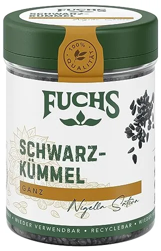 Fuchs Gewürze - Schwarzkümmel ganz - ideal als Topping für Salate, Bowls, Guacamole oder Frischkäsebrot - natürliche Zutaten - 60 g in wiederverwendbarer, recyclebarer Dose