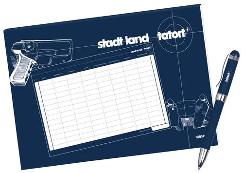 Stadt Land Tatort Spiel Kugelschreiber Stift Krimi Serie Tatwaffe Motiv