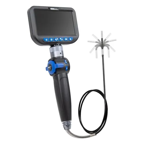 4mm Endoskopkamera KFZ beweglicher Kopf LED Licht 5" Farb Display Inspektionskamera 1m Sonde schwenkbar Bilder Videos MicroSD-Karte speichern
