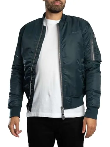 Schott NYC Bomberjacke XL - Funktionsjacke aus 100% recyceltem Nylon, klassischer Stil in navy mit kontrastfarbenem Innenfutter und praktischen Taschen. Ideal für umweltbewusste Mode.