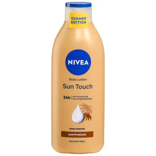NIVEA Sun Touch SANFTE BRÄUNE Bodylotion 400 ml - Hautpflege Bodylotion für sanfte Bräune, mit feuchtigkeitsspendenden Eigenschaften für ein geschmeidiges Hautgefühl.