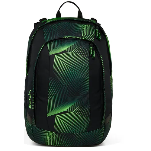 satch air Schulranzen ab 5. Klasse - Seismic Green - Schwarz - Robuster Schulranzen mit 26L Stauraum, Laptopfach und verstellbaren Trägern für optimalen Tragekomfort. Ideal für Schüler von 1,40 m bis 1,80 m und umweltfreundlich produziert.