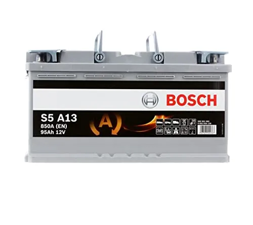 BOSCH S5 12V 95Ah A13 AGM Autobatterie - Autobatterie für Start-Stop-Systeme, mit AGM-Technologie für hohe Leistung, schnelle Startfähigkeit und lange Lebensdauer, ideal für moderne Fahrzeuge.