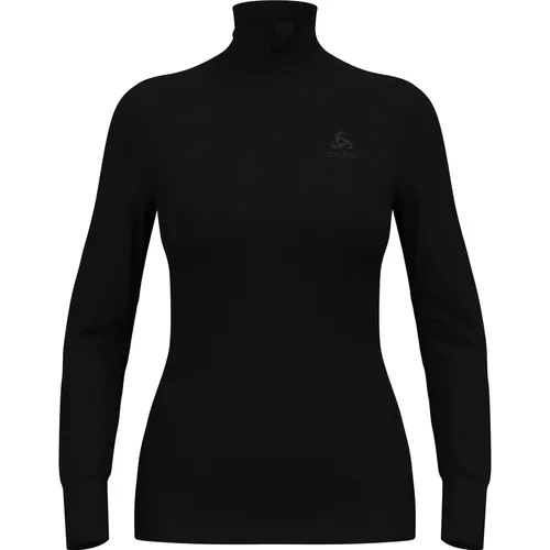 Odlo Damen Active Warm Eco Langarm Shirt mit Reißverschluss, Schwarz, XS EU - Funktionsunterwäsche für aktive Frauen, bietet hervorragende Wärmeisolation und Feuchtigkeitsmanagement, ideal für Wintersport und Freizeit.