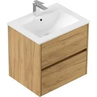 Badmöbel Limes mit 60cm Waschtisch und SoftClose Auszügen - Elegantes Badmöbel-Set mit 2 SoftClose-Schubladen und einem hochwertigen Keramik-Waschbecken, ideal für stilvolle Badezimmergestaltung.