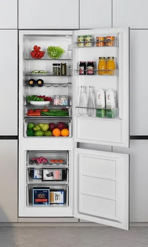 Hanseatic Einbaukühlgefrierkombination HEKGK17754D - Energieeffizient und platzsparend - Kühlschrank mit 4-Sterne-Gefrierfach, LED-Innenbeleuchtung und Türalarm. Ideal für integrierbaren Einsatz in modernen Küchen.