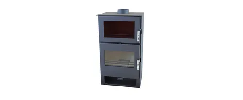 Kochen Kaminofen Holzofen mit Backofen Kamin Verso F 9 kW - Kaminofen mit 9 kW Heizleistung und integriertem Backofen, ideal für gemütliche Wärme und leckere Gerichte in Ihrem Zuhause.