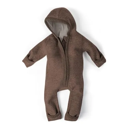 Ehrenkind® WALKOVERALL | Baby Wollwalk-Overalls aus Natur Schurwolle mit Reißverschluss | Walk Wolle Woll-Anzug für Kleinkind und Baby | Taupe Gr. 86/92