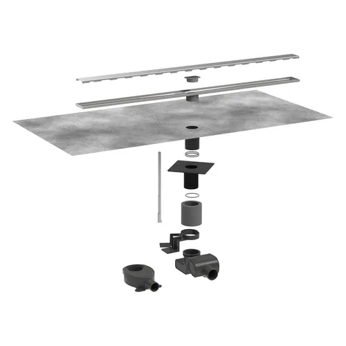 hansgrohe RainDrain Allround Komplettset Duschrinne 90 cm - Sanitärinstallation, Komplettset mit edelstahl gebürsteter Duschrinne und großem Dichtvlies für optimale Abdichtung und einfache Installation.