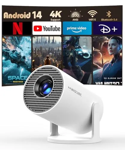 Magcubic Mini Beamer 4K - Kompakter Smart Projektor mit Android 11, 5G WiFi 6 und 8000L Helligkeit für beeindruckende 200-Zoll-Bilder – ideal für Filme und Präsentationen überall!