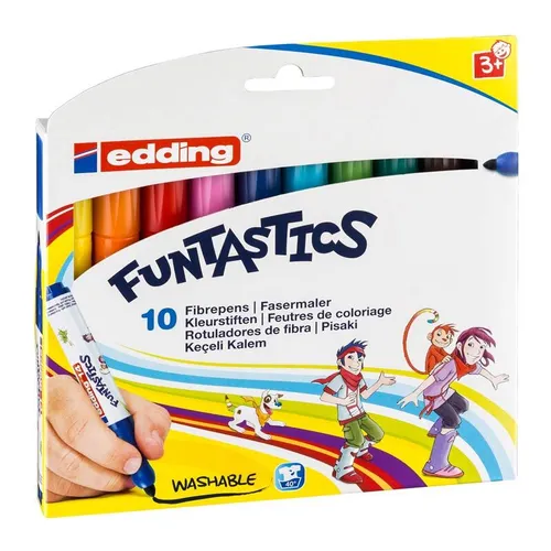 edding 14 FUNTASTICS - 10er-Set Malstifte für Kinder, abwaschbare Tinte und bis zu 3 Tage offen lieferbar, sicher und farbenfroh
