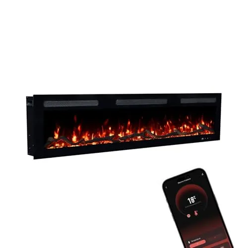GLOW FIRE Elektrokamin Inside mit 3D Feuer und Heizung - Eleganter Elektrokamin für Wandmontage oder freistehende Nutzung. Mit realistischer Flammenanimation, energiesparenden LEDs und intelligenter Temperatursteuerung für gemütliche Wärme.