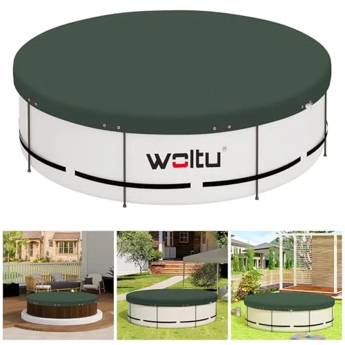 Woltu Pool-Abdeckplane (1-St), mit Ösen Drahtseil Aluminiumverschluss grau|grün 360 cm x 360 cm x 0.01 cm