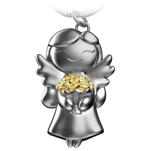 FABACH Schutzengel Schlüsselanhänger Star mit Blumen - Engel Glücksbringer Schlüsselanhänger Liebe - Abschiedsgeschenk Kollegin Schutzengel Glücksbringer - Abschied Geschenk Kollegen