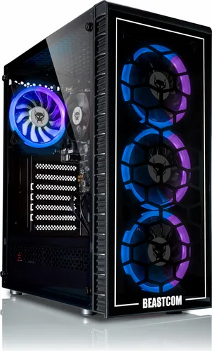 BEASTCOM Q3 Essential Gaming PC - Tower-PCs mit leistungsstarkem AMD Ryzen 5, 4K Vega 11 Grafik und 1TB SSD für beeindruckende Gaming-Erlebnisse.