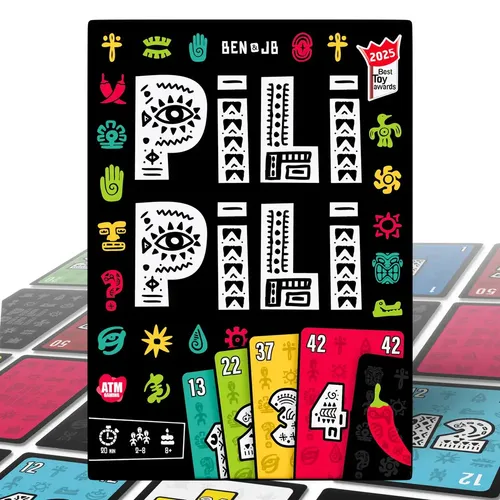 ATM GAMING Spiel Pili Pili - Das verrückte Stich-Kartenspiel - Gesellschaftsspiel für 2-8 Spieler, leicht verständlich und ideal für schnelle Runden. Enthält 55 Karten und bietet taktischen Spaß für die ganze Familie.