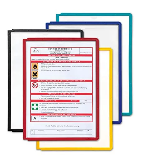 Durable Sichttafel Sherpa Panel A4, 5er Packung - Mehrzwecktafeln, ideal für die Präsentation von Informationen, mit stabilen, farbigen Rahmen und reflexionsarmer Folie für optimale Sichtbarkeit. 100% recycelbar und Made in Germany.