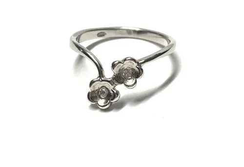 Edelschmiede925 Silberring Ring 925 Silber schmal dezent einfarbig Blüten Fingerring #52