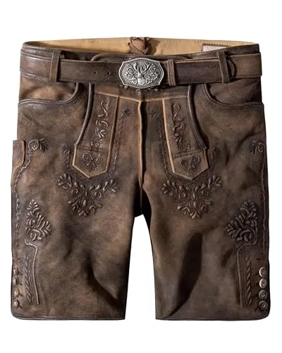 Stockerpoint Artur Herren Trachtenlederhose, Muskat Gespeckt, 48 - Trachtenlederhose aus 100% Wildbockleder, kombiniert traditionelles Design mit modernem Schnitt für höchsten Tragekomfort und einen eleganten Look auf jedem Fest.